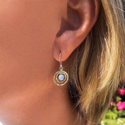 Boho Saturn with Turquoise Opal Earrings Unique Joyas